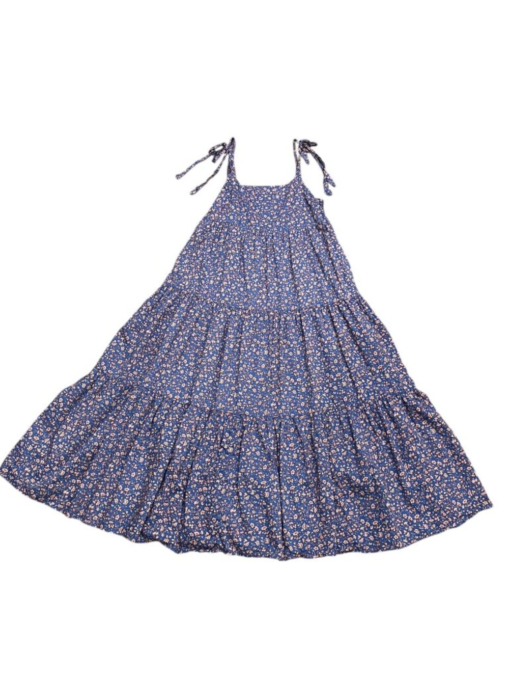 Madewell Tie Strap Midi Dress In Summer Vines, Blue, S